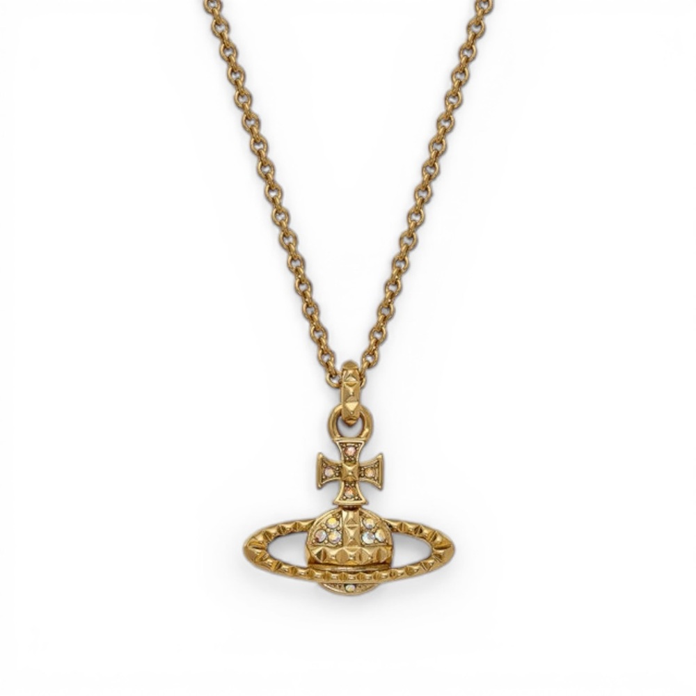 Vivienne Westwood Gold Tone Orb Pendant Necklace